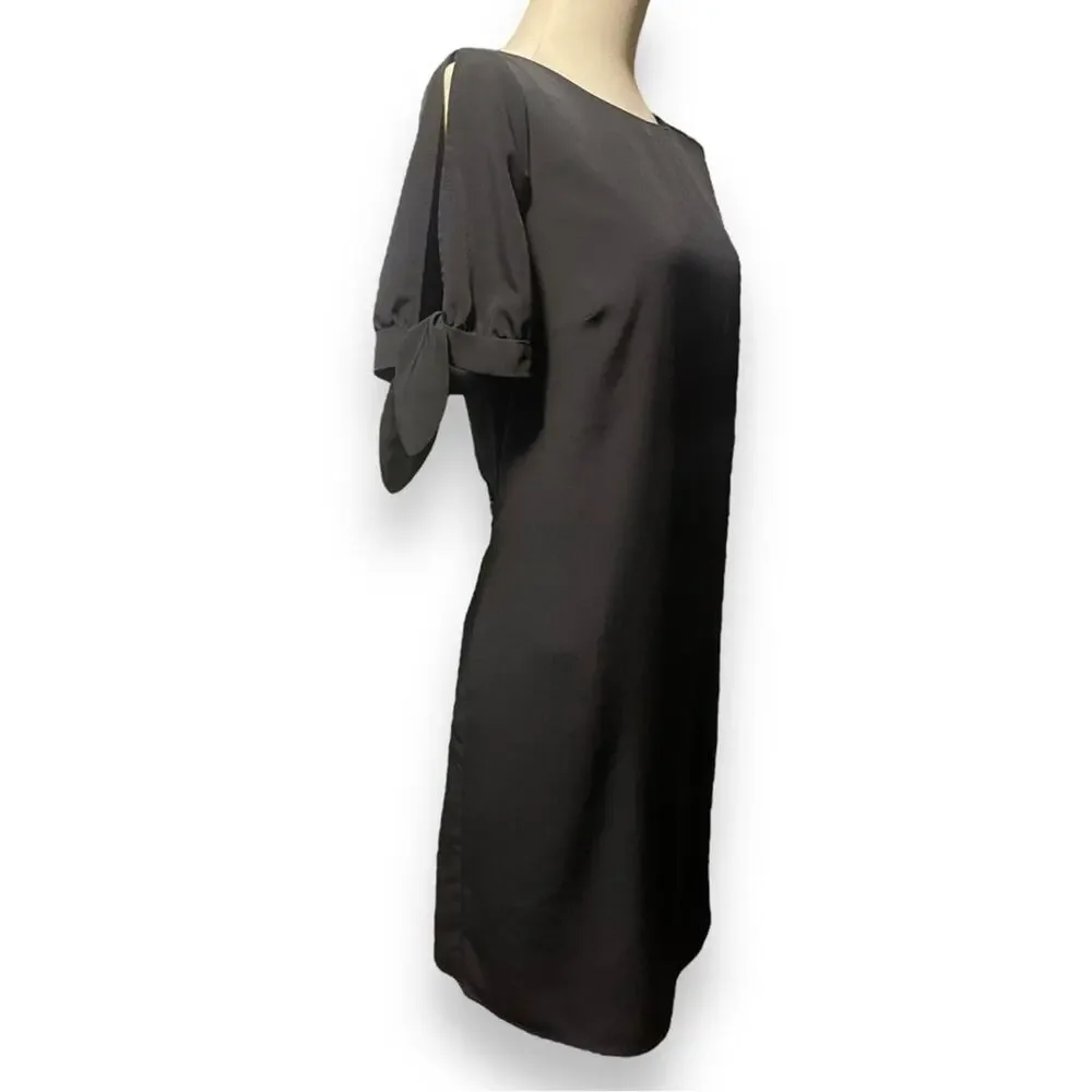 AB Studio Tie Split Sleeve Sheath Dress Black 12